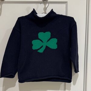 Shamrock Sweater Navy Roll Neck Green Shamrock 3T